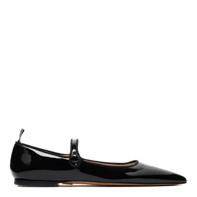 Thom Browne Patent Leather Pointed Thom John Flats In Black