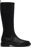 Thom Browne Black Pebble Grain 4-bar Knee High Chelsea Boots In Black