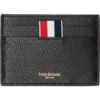 Thom Browne Black Pebble Grain Double Sided Card Holder In 001 Black