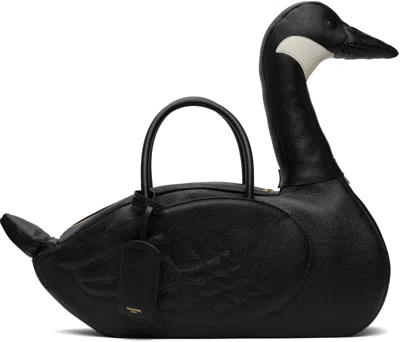 Thom Browne Black Pebble Grain Goose Bag