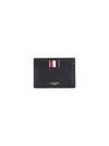Thom Browne Black Pebble Grain Leather Card Holder In Black