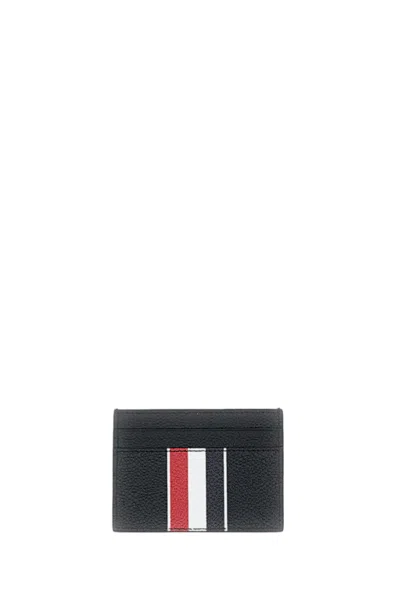 Thom Browne Black Pebble Grain Leather Double Card Holder