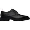 Thom Browne Longwing Pebble-grain Leather Brogues In Black