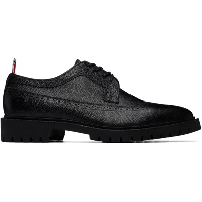 THOM BROWNE BLACK PEBBLE GRAIN LEATHER LONGWING BROGUES