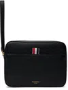 Thom Browne Black Pebble Grain Leather Pouch