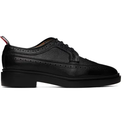 Thom Browne Black Pebble Grain Lightweight Classic Longwing Brogues In 001 Black