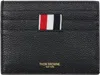 Thom Browne Pebble Grain Goose Embroidery Single Card Holder Men In Black