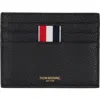Thom Browne Black Pebble Grain Note Compartment Card Holder In Black