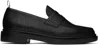 Thom Browne Black Slip-on Loafers With Loop Detail In 001 Black
