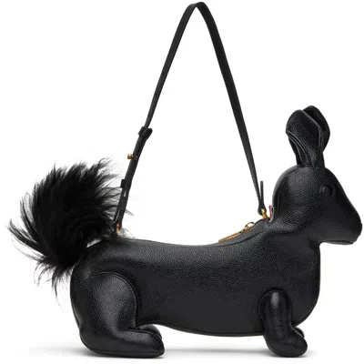 Thom Browne Black Pebble Grain Rabbit Bag In 001 Black