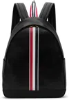 Thom Browne Black Pebble Grain Rwb Stripe Backpack