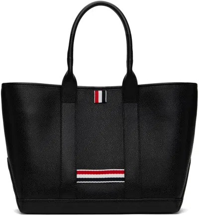 Thom Browne Black Pebble Grain Small Tool Tote In 001 Black