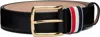 Thom Browne Black Pebble Grain Striped Loop Belt In Black