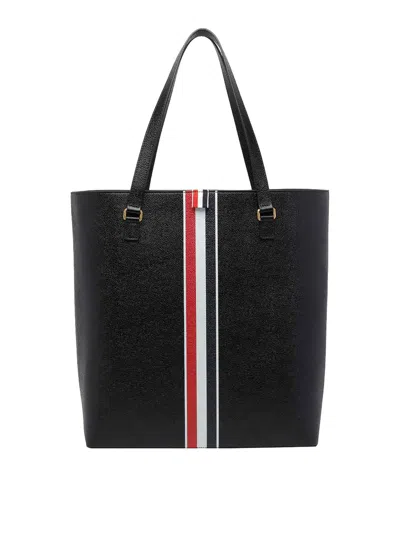 Thom Browne Black Pebble Grain Vertical Tote Bag