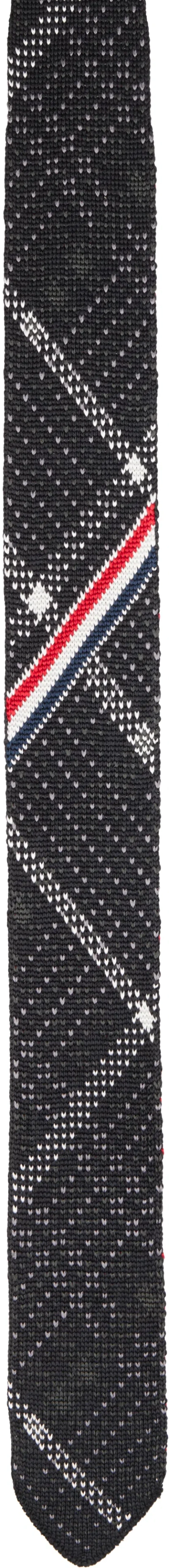 Thom Browne Black Plaid Check Silk Knit Rwb Tie