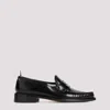 THOM BROWNE BLACK PLEATED VARSITY CALF LEATHER LOAFERS