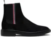 Thom Browne Elastic-panel Suede Boots In Black