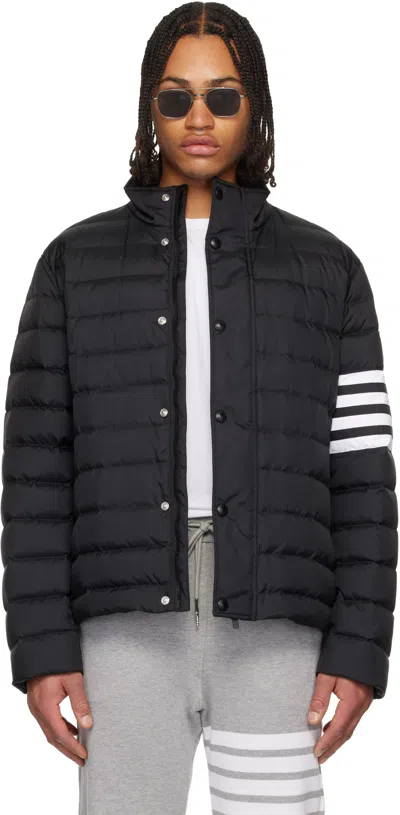 Thom Browne Black Shiny Ripstop 4-bar Lightweight Down Jacket