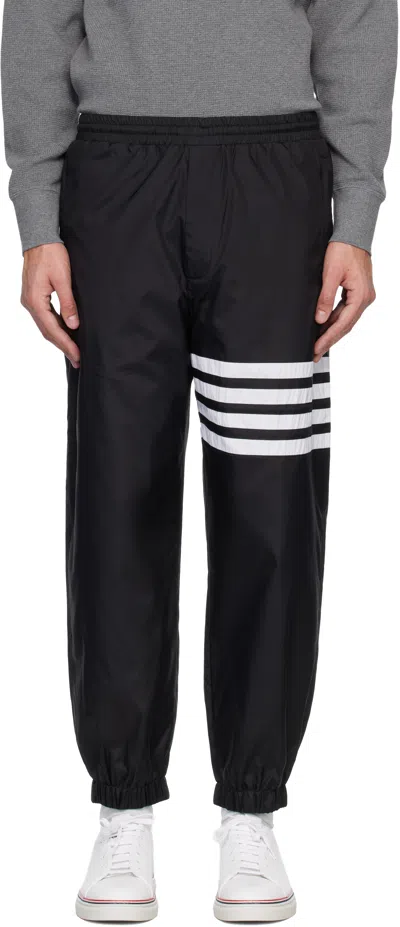 THOM BROWNE BLACK SHINY RIPSTOP 4-BAR TRACK PANTS