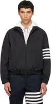 Thom Browne Jacket High Collar Elastic Cuffs Stripe Sleeves In Black