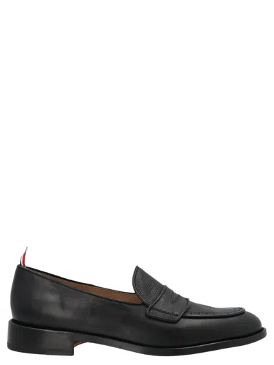 Thom Browne Black Slip On Loafers In Animal Print