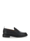Thom Browne Black Slip-on Loafers With Loop Detail In Leather Man In Black