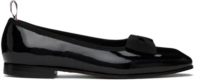 THOM BROWNE BLACK SOFT PATENT OPERA BALLERINA FLATS