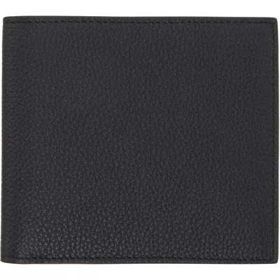 Thom Browne Black Soft Pebble Grain Leather Billfold Wallet