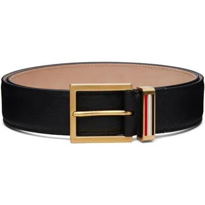 Thom Browne Black Soft Pebble Grain Metal Loop Belt In Pink