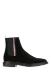 Thom Browne Elastic-panel Suede Boots In Black