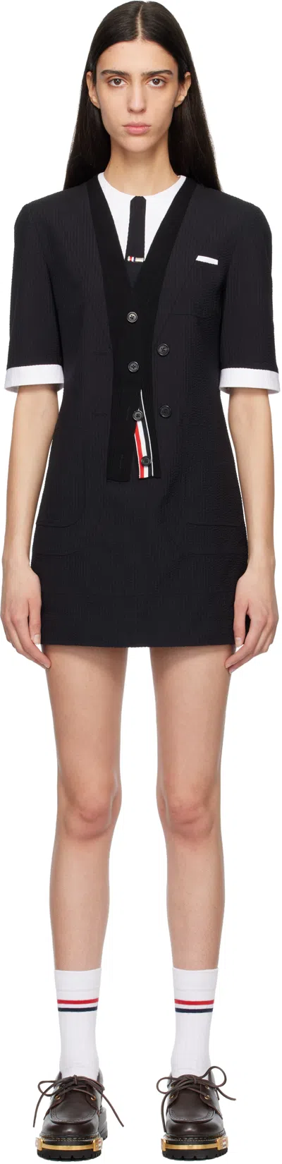 Thom Browne Short-sleeve Mini Dress In Black