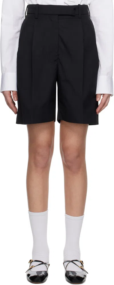Thom Browne Black Typewriter Cloth Double Pleat Shorts In 001 Black