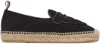 Thom Browne Round Toe Espadrille Sole Ballerina Shoes In 001 Black