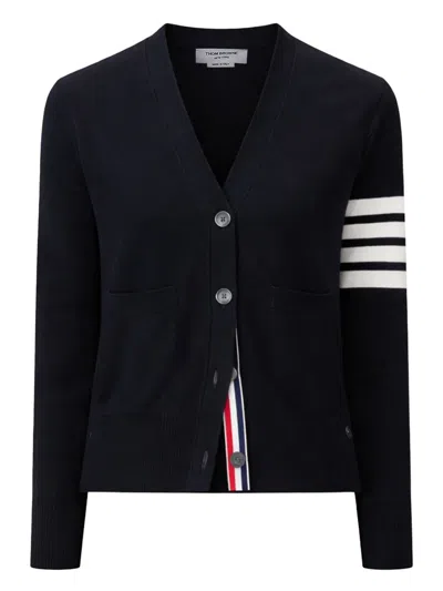 Thom Browne Black Virgin Wool Tricolor Tab Cardigan