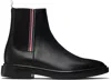 Thom Browne Black Vitello Calf Rwb Rubber Sole Chelsea Boots In Black