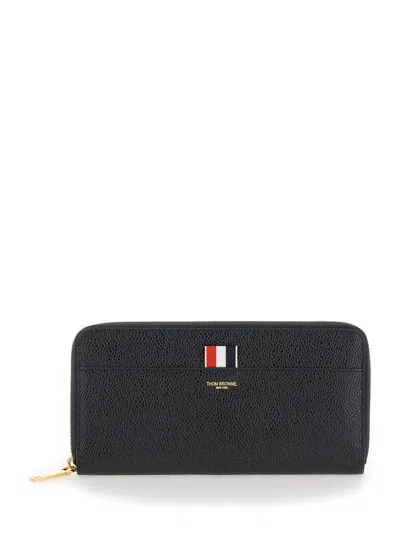 Thom Browne Black Wallet With Front Logo Detail In Leather Woman In Multicolor