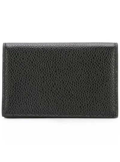 Thom Browne Black Wallet With Laminated Leather In Grained Leather Man