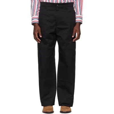Thom Browne Black Wide Leg Painter Cotton Pants