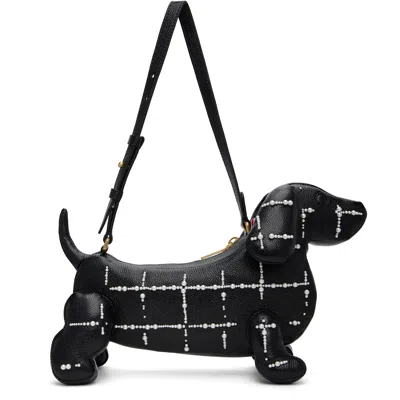 Thom Browne Black Windowpane Pearl Baby Hector Bag In 001 Black