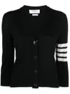 Thom Browne Black Wool Cardigan In Black