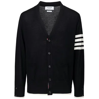 Thom Browne Merino Wool Cardigan In Black