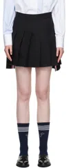 Thom Browne Black Wool Fresco Pleated Miniskirt