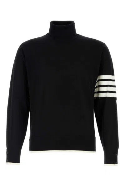 THOM BROWNE BLACK WOOL SWEATER