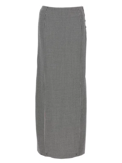 THOM BROWNE BLACKWHITE PIED DE POULE LONG SKIRT