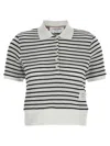Thom Browne Ribbed Collar Striped Polo In Blackwhite