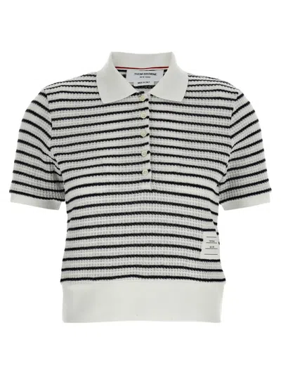 THOM BROWNE BLACKWHITE STRIPED POLO SHIRT