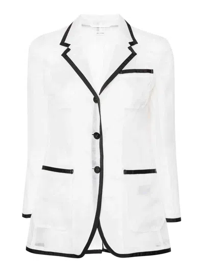 THOM BROWNE SEMI-SHEER ORGANZA BLAZER