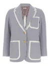 Thom Browne Striped Seersucker Blazer Featuring Patch Pockets