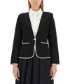 Thom Browne Single-breasted Collarless Jacket In Black