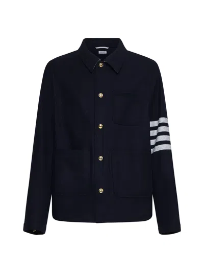 Thom Browne '4-bar Utility' Single-breasted Jacket In Navy